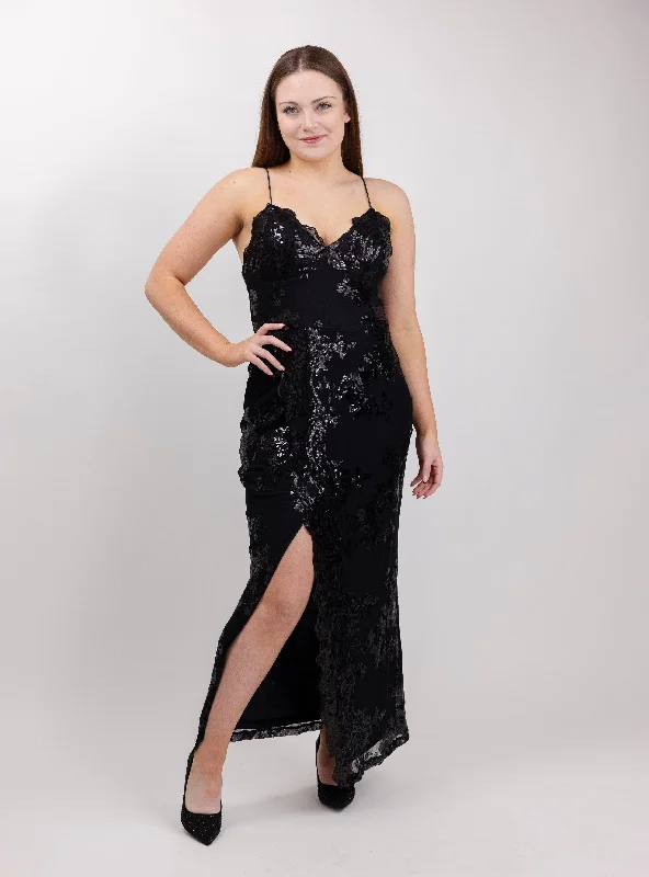 BeReal Luna Sequin Dress In Black Bright Sequin Dress