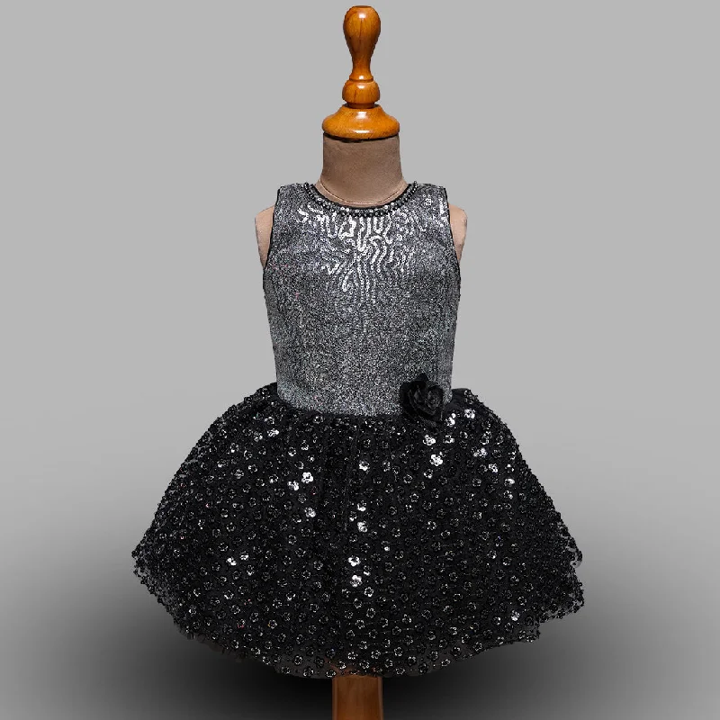 Round Neck Frock for Girls in Sequins Sequin Dress Trendy