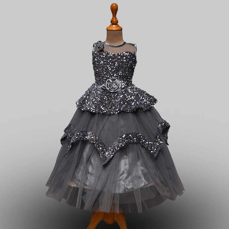 Grey Sequin Gown for Girls Sequin Dress Dressy