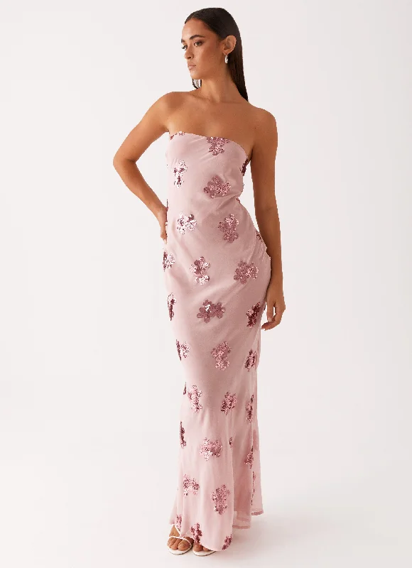 Sweet Escape Sequin Maxi Dress - Baby Pink Sequin Backless Dress