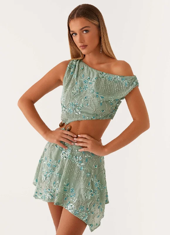 Aletta Sequin Mini Dress - Mint Blue Sequin Dress