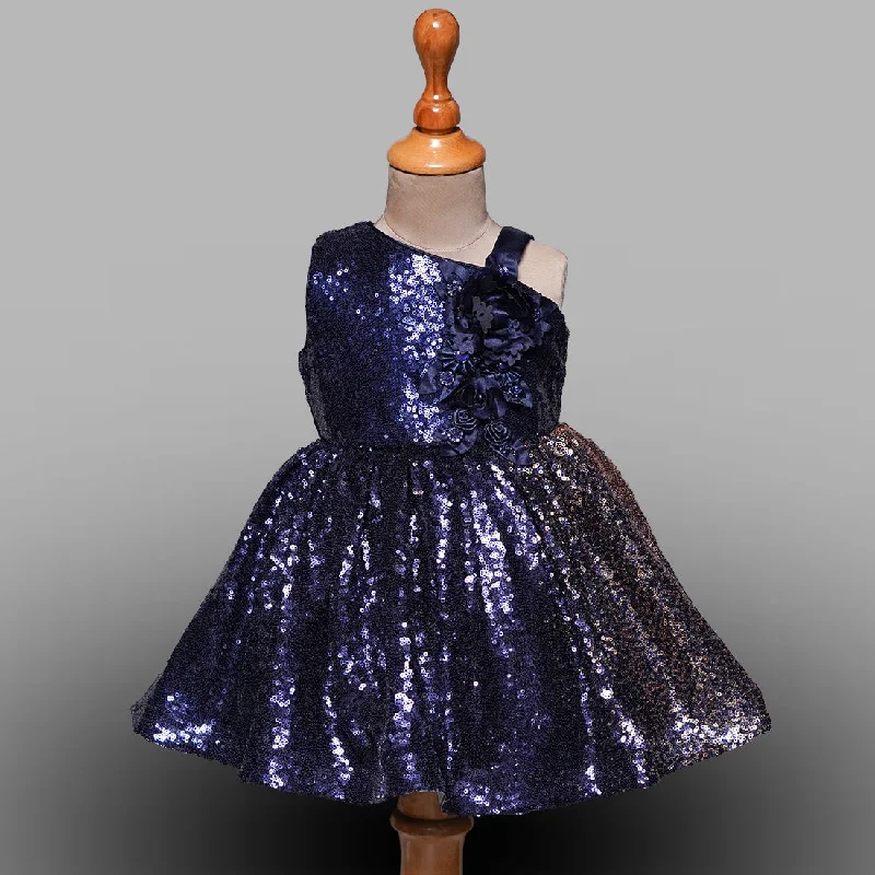 One-Shouldered Sequin Frock for Kids Shimmer Sequin Dress