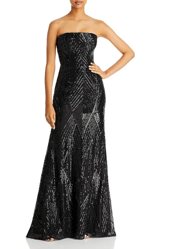 Womens Sequined Strapless Evening Dress Sequin Dress Twist