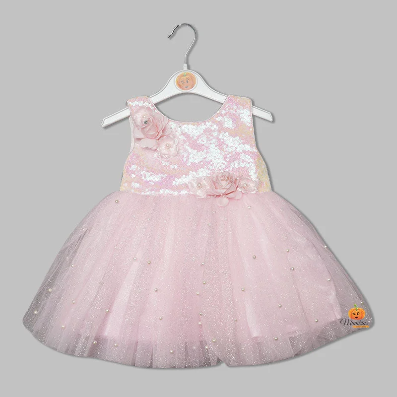 Pink Frock for Girls with Sequin Design Colorful Sequin Dress