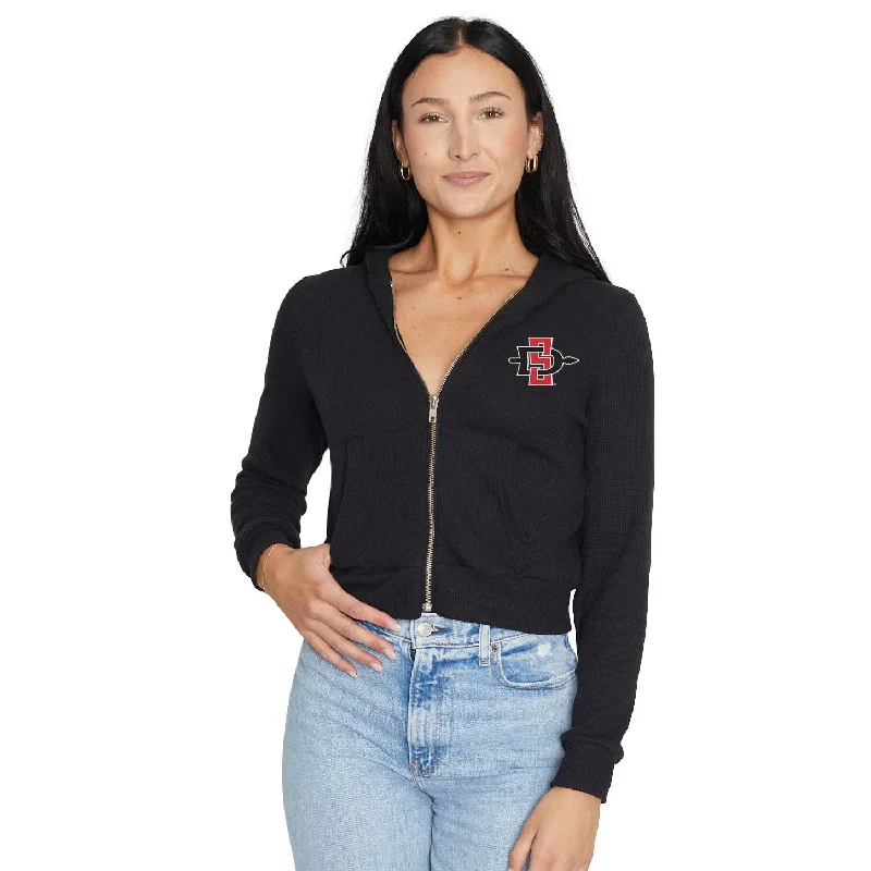 San Diego State Aztecs Waffle Knit Zip Up Hoodie Women's edgy jackets