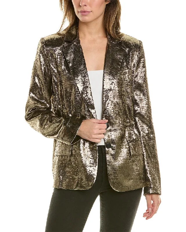 French Connection Alara Molten Metallic Suit Jacket Fitted Women’s Blazer