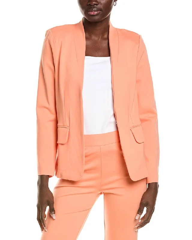 Isaac Mizrahi Collarless Jacket Lightweight Double-breasted Blazer