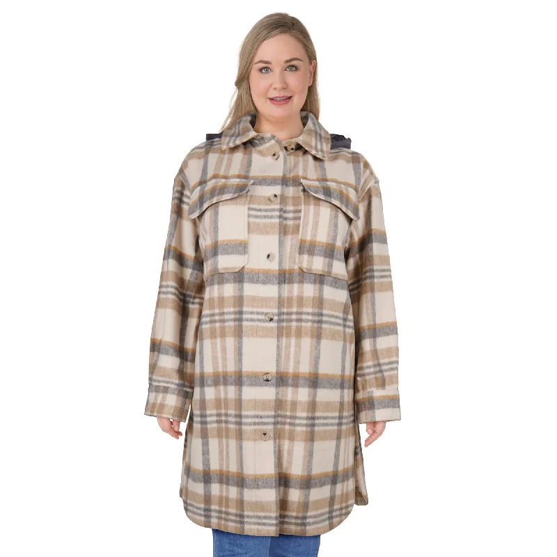 mySTYLE Women's Plus Long Plaid Shacket