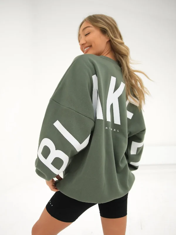 Isabel Oversized Jumper - Green Ribbed Pullover Sweater