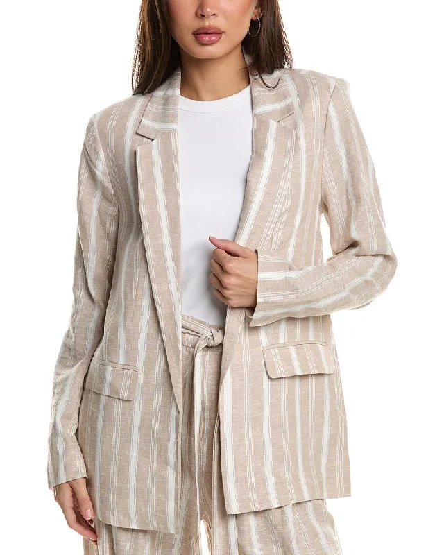 BCBG New York Yarn-Dye Stripe Linen-Blend Blazer Chic Blazers for Women