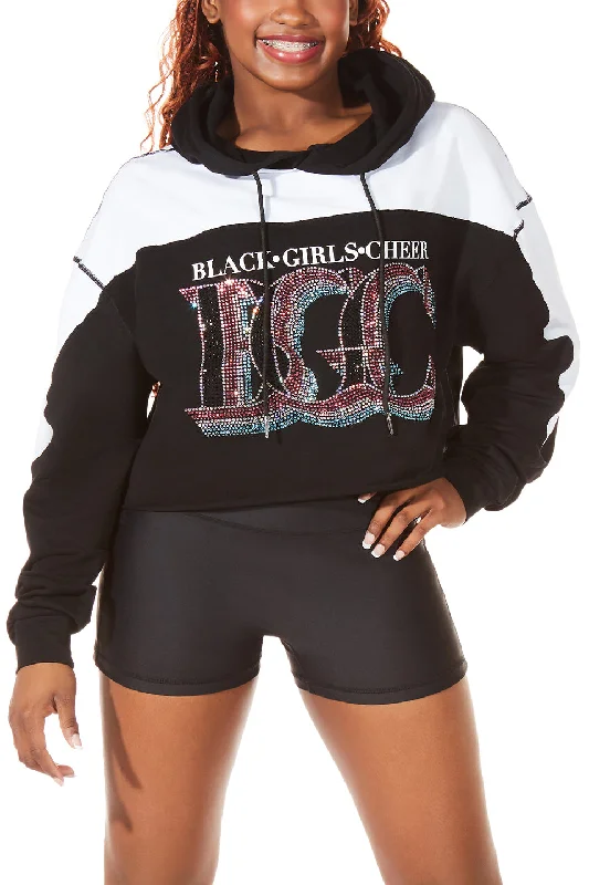 Black Girls Cheer Stronger Together Crop Pullover Hoodie Pullover Sweater for Winter