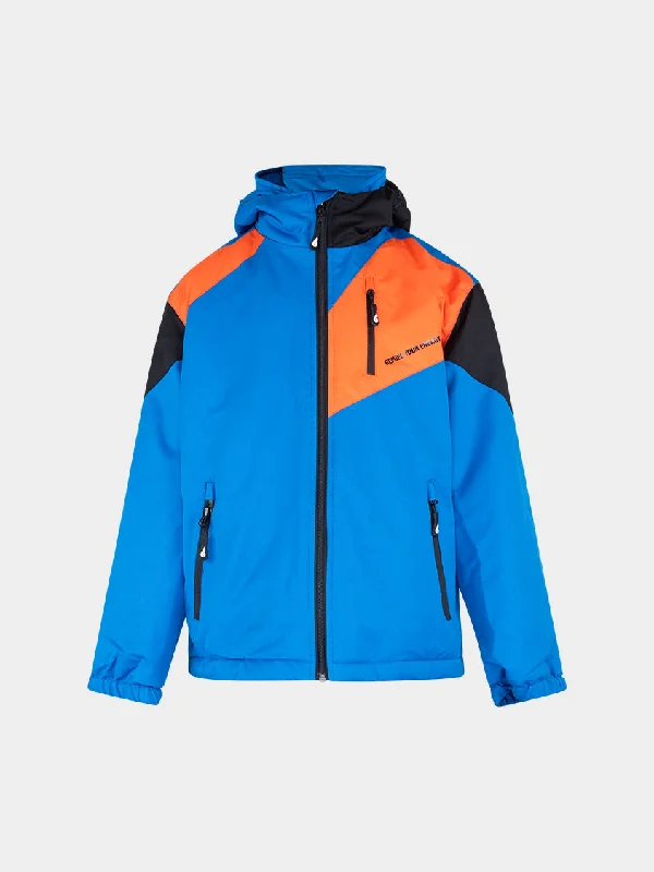 Oil And Gaz Comfortable Kids Boys Skiing Jacket Blue/Orange Women's cool weather jackets