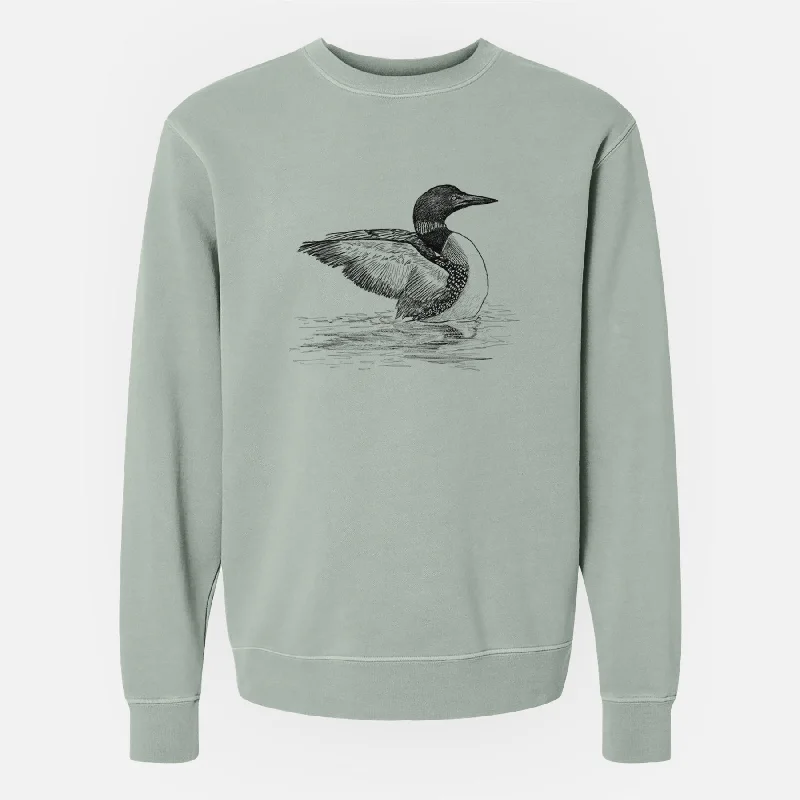 Common Loon - Gavia immer - Unisex Pigment Dyed Crew Sweatshirt Cotton Hoodie Sweatshirt