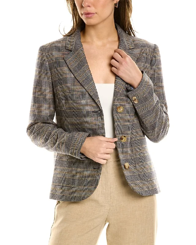 Brooks Brothers Plaid Wool-Blend Blazer Lightweight Work Blazer