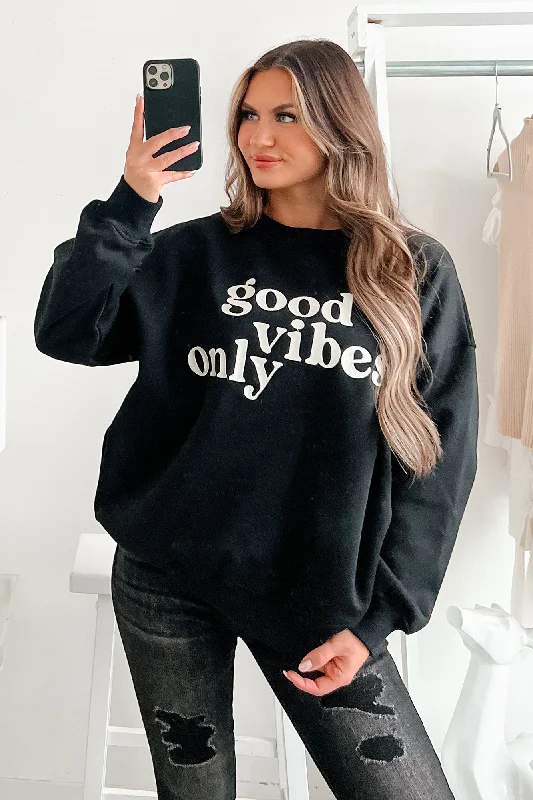 Sunshine State Of Mind Oversized Embroidered Sweatshirt (Black) Casual Hoodie Sweatshirt Wear