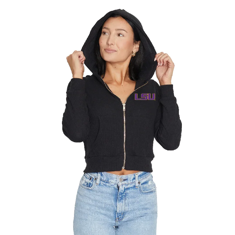 LSU Waffle Knit Zip Up Hoodie Women's stylish jackets