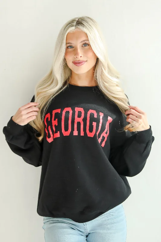 Black Georgia Sweatshirt Bold Hoodie Sweatshirt