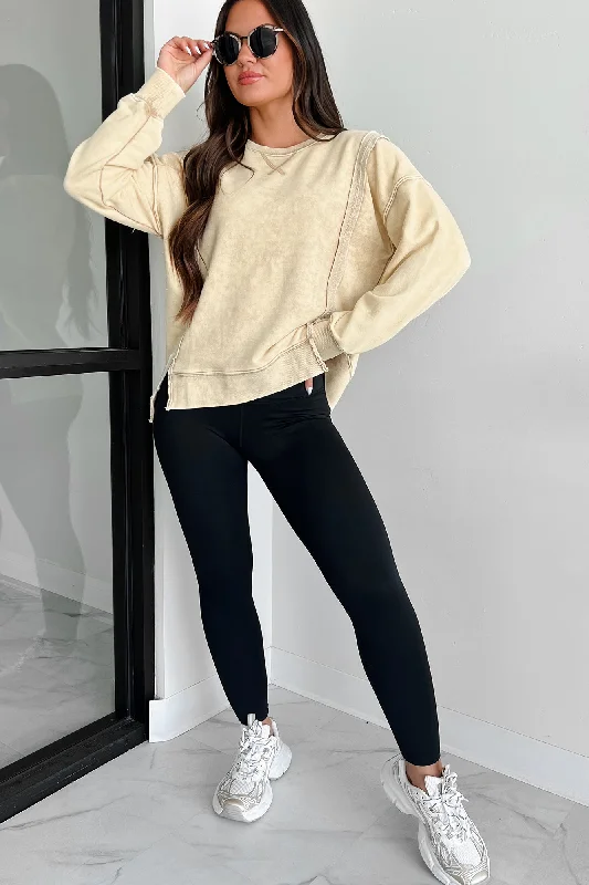 Nyx Mineral Wash Sweatshirt (Beige) Chic Hoodie Sweatshirt