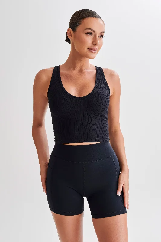 Rory Ribbed Yoga Top - Black Casual Sweatshirts for Women