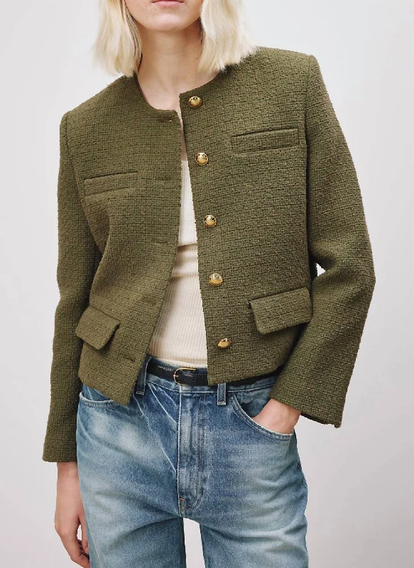 Page Jacket In Army Green Elegant Office Blazer