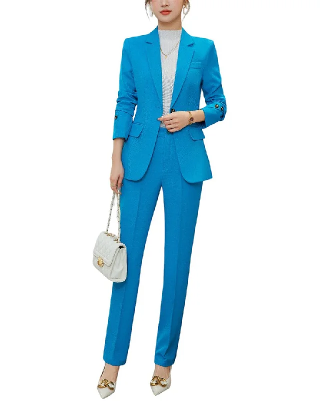 Bossy Chic 2pc Blazer & Pant Set Buttoned Women’s Blazer