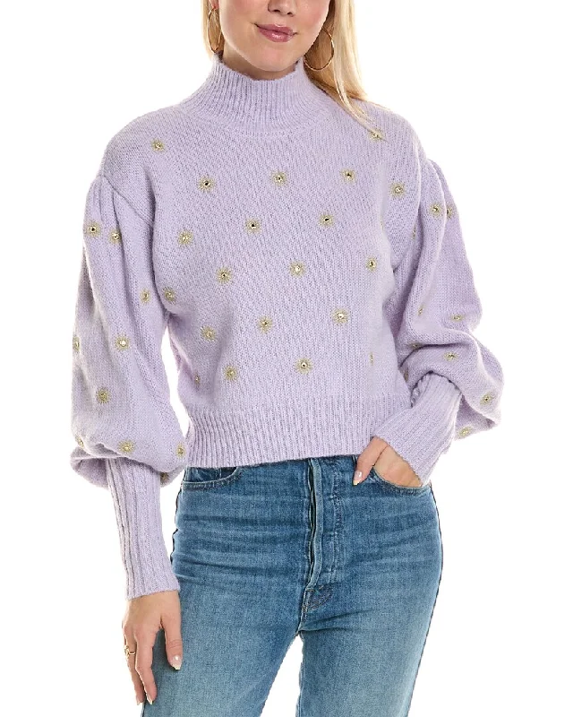 Farm Rio Mirror Embroidery Mohair & Wool-Blend Sweater Cardigan sweaters