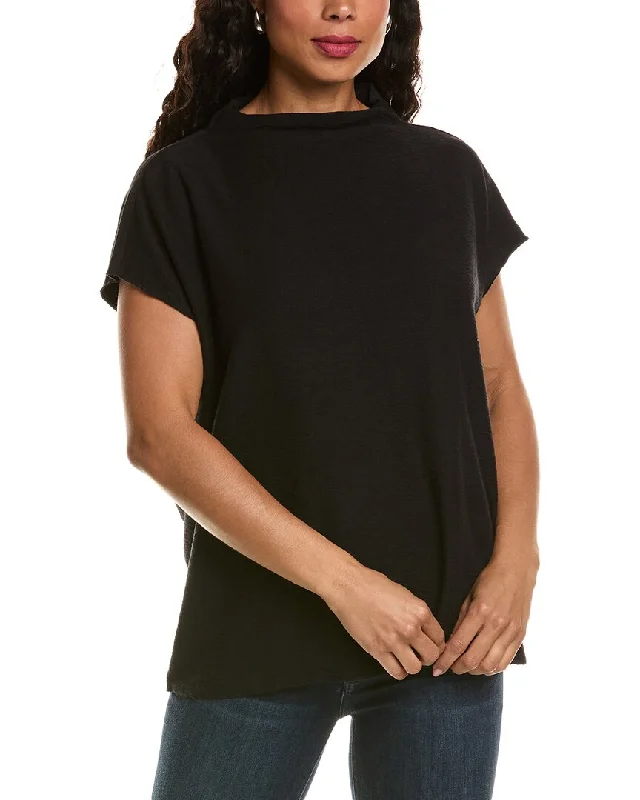 Eileen Fisher Funnel Neck Square Top Stretchable sweaters