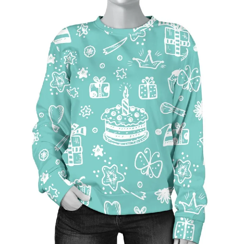 Happy Birthday Print Pattern Women's Sweatshirt Turtleneck sweaters