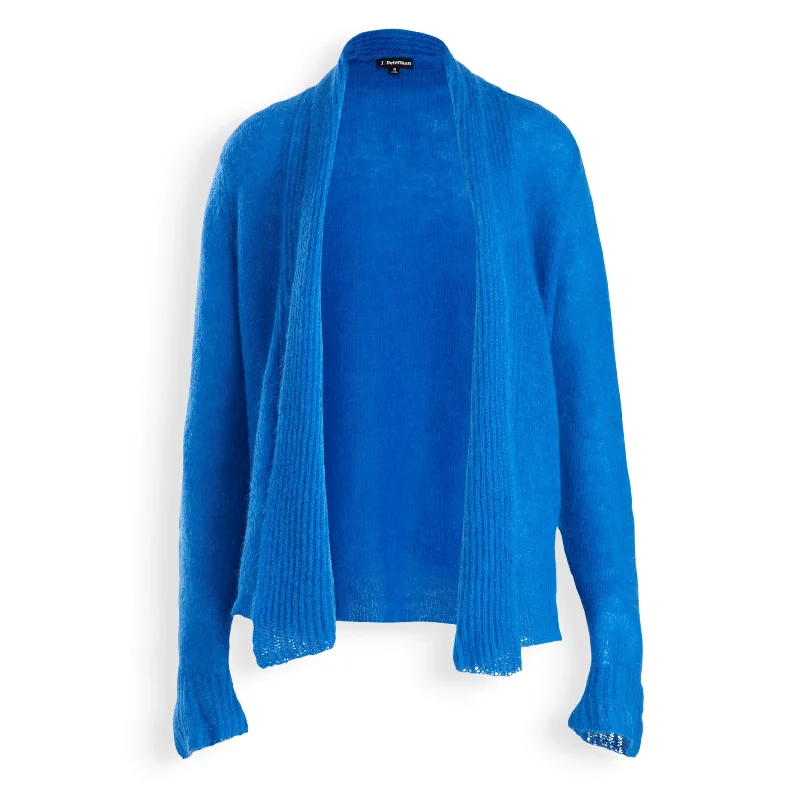 J. Peterman Women's Lisette's Mohair and Merino Wool Cardigan in Azure Men's sweaters