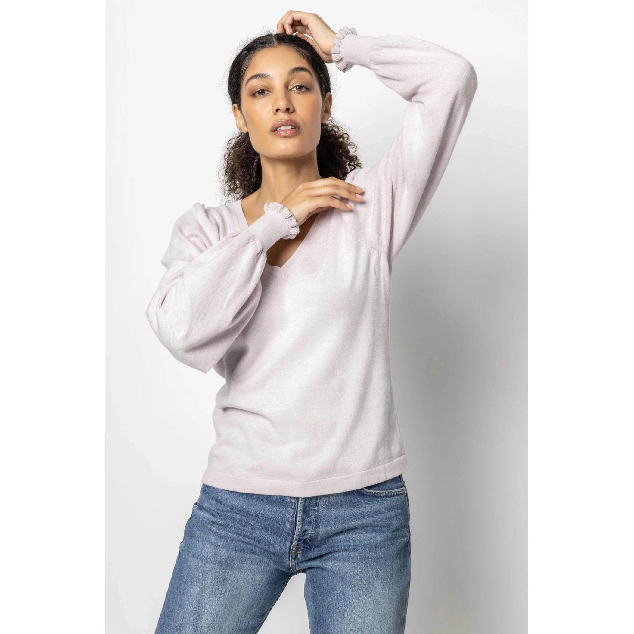 Puff Sleeve V-Neck Sweater Luxury sweaters