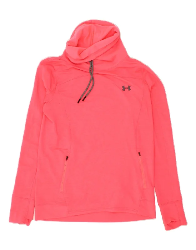 UNDER ARMOUR Womens Roll Neck Sweatshirt Jumper UK 12 Medium Pink Zip-up sweaters