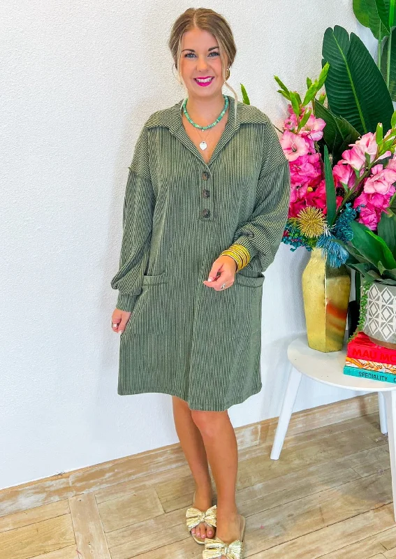 Remember The Days Mini Dress - Olive Club mini dresses