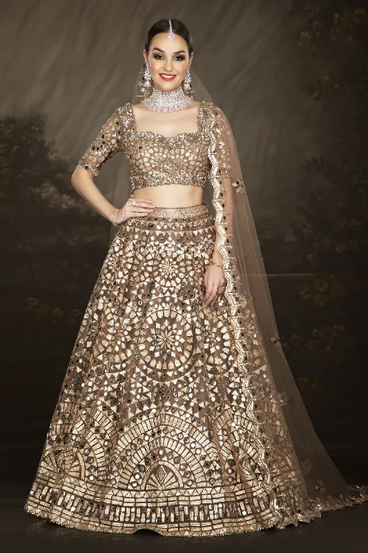 Brown Bridal with Mirrorwork Chic unclassified skirts