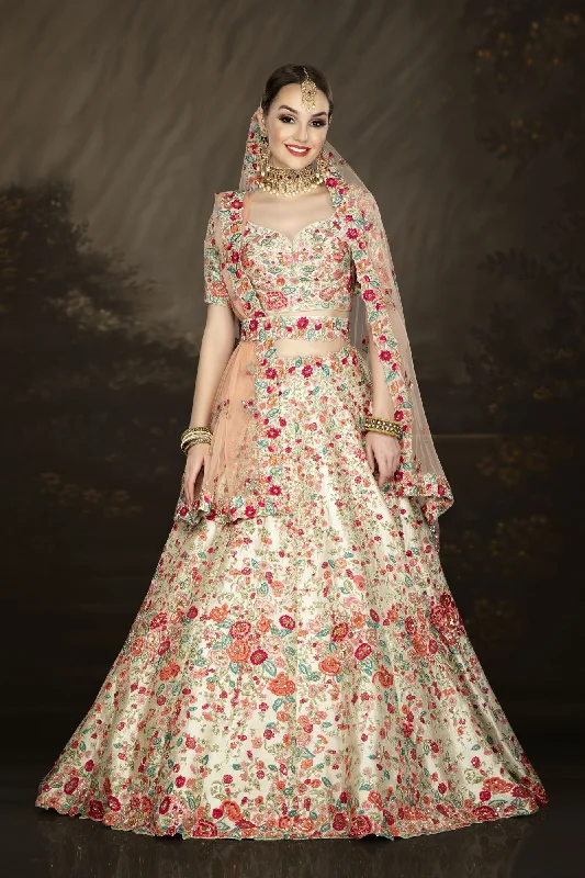 Ivory Bridal with Multicolor thread and Hand Embroidery Casual unclassified skirts