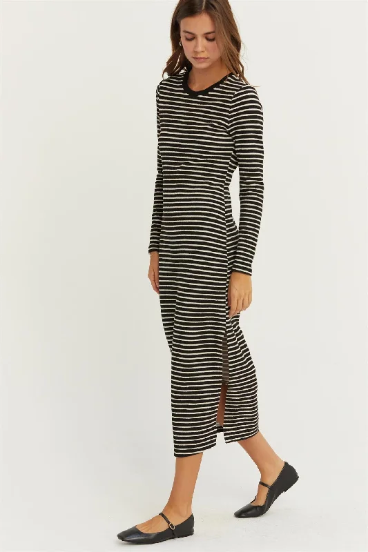 Knit Striped Midi Dress Fashion-forward midi dresses