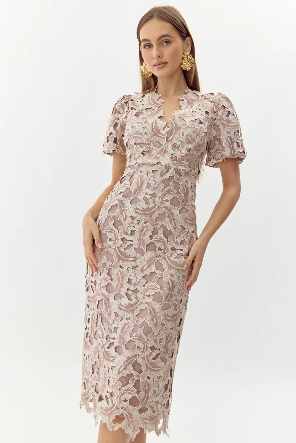 Chantelle Scalloped Lace Midi Dress Boho midi dresses