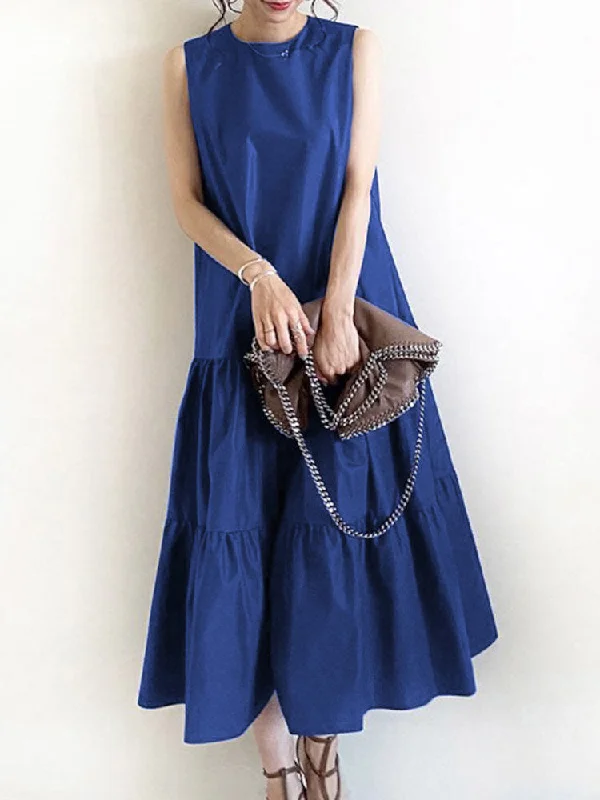 Fashion Dress For Women O-neck Casual Layered Maxi Dress Expensive maxi dresses