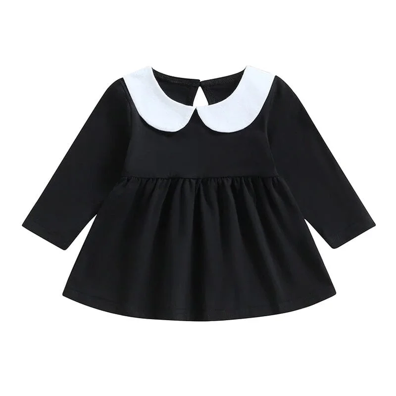 Long Sleeve Black Collar Toddler Dress Women's maxi dresses