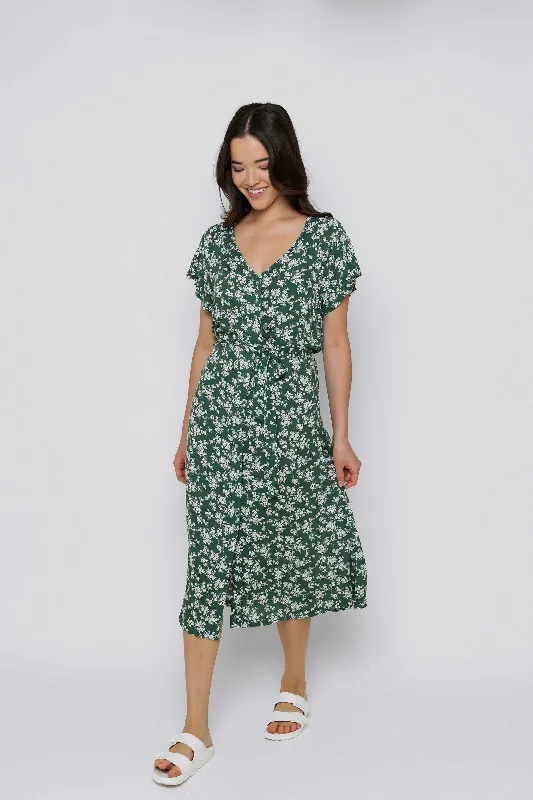 Melanie Button up Midi Dress Vacation midi dresses