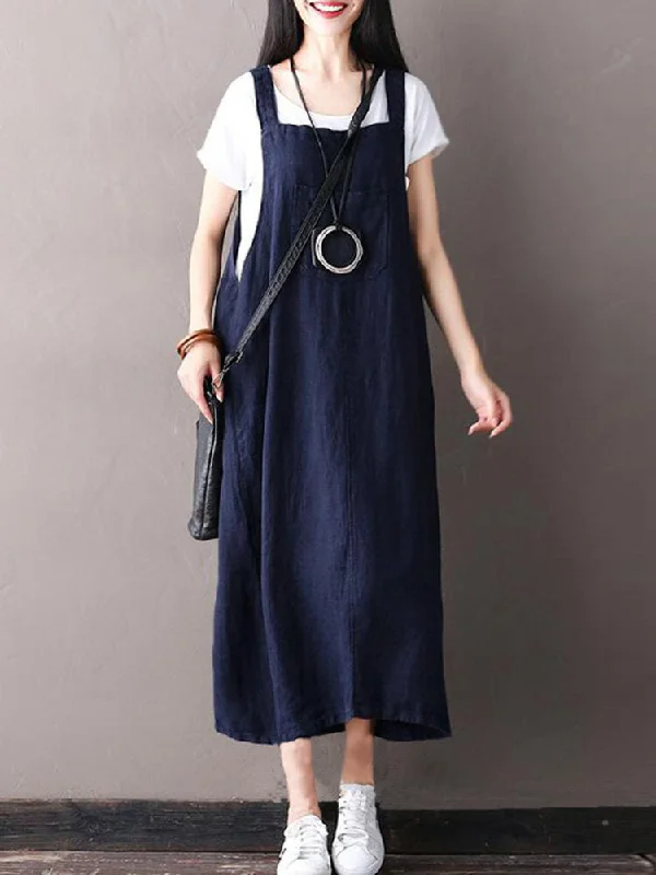 Sleeveless Strappy Casual Loose Mono Color Women Maxi Dress Sexy little black maxi dresses