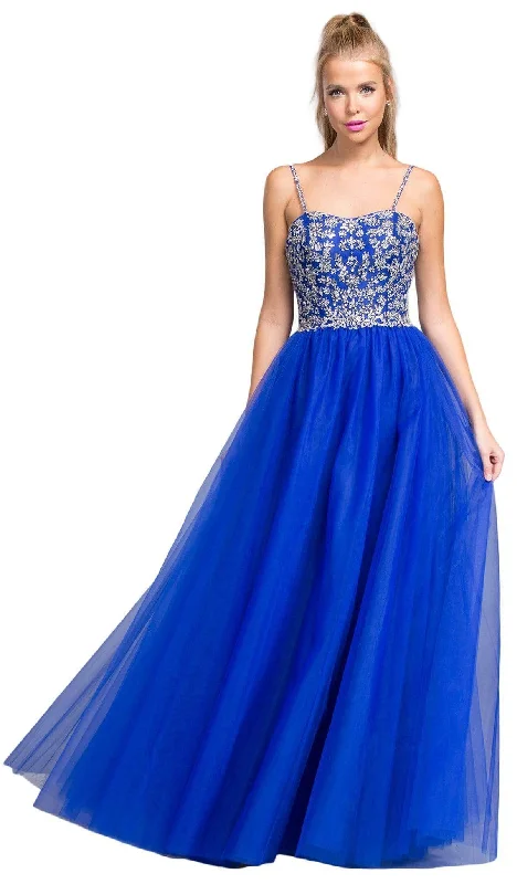 Aspeed Design - Jeweled Semi-Sweetheart A-line Evening Dress Tulle party dresses