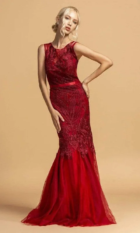 Aspeed Design - L2099 Illusion Jewel Trumpet Evening Dress Urban Outfitters party dresses