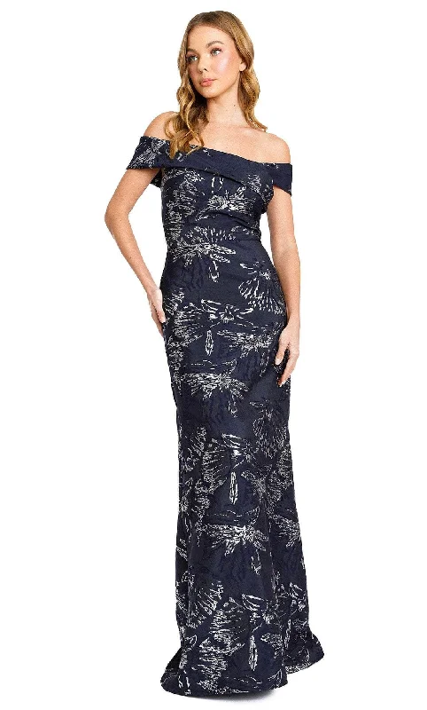 Nicole Bakti 7176 -Off-Shoulder Metallic Printed Evening Dress Hot new arrivals in party dresses