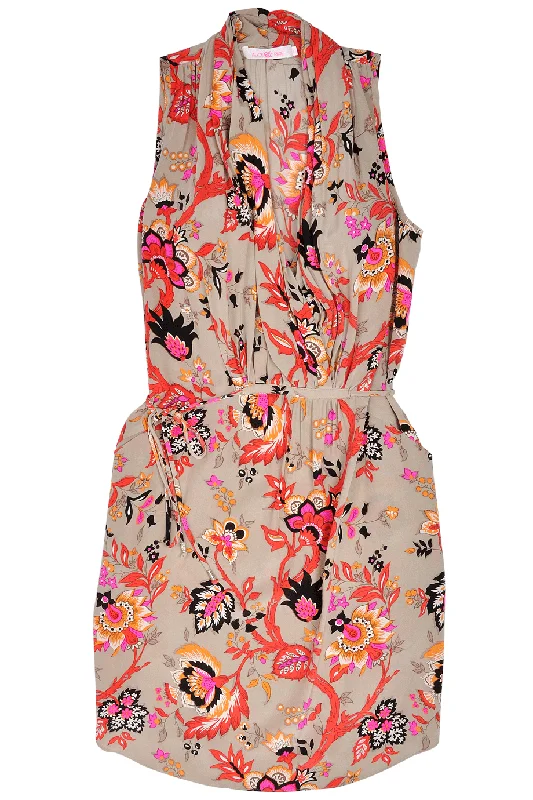 ALICE & TRIXIE KACY Silk Floral Printed Wrap Dress Retro floral dresses