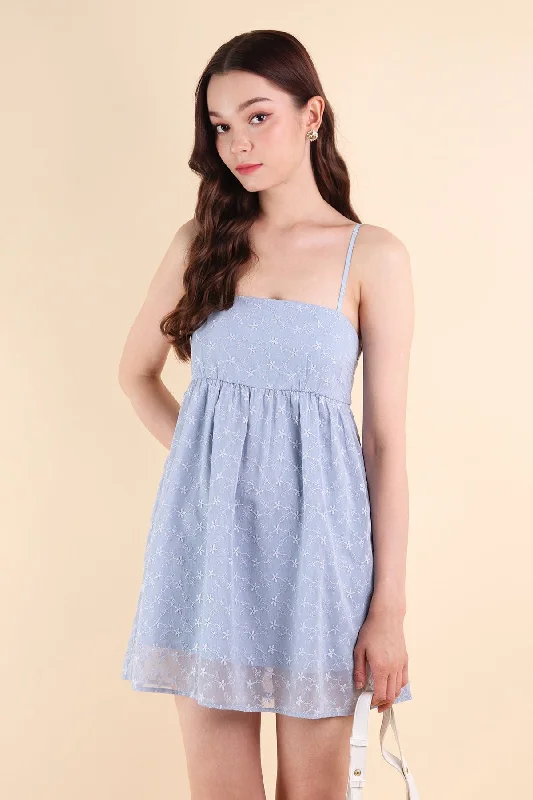 BELLUNA FLORAL EMBROIDERY V5 DRESS IN PERIWINKLE Comfortable floral dresses for everyday wear