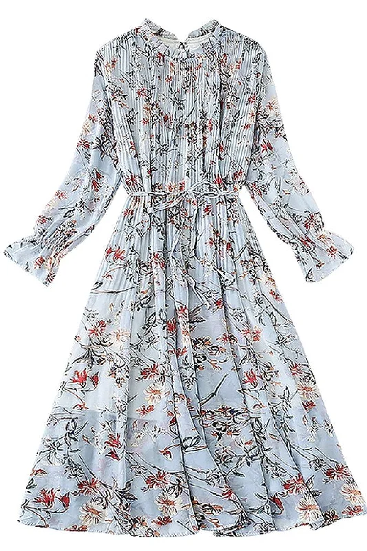 Yvonne Blue Floral Siphon Dress Lace floral dresses