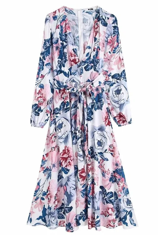 Tereza Blue Print Floral Dress Organza floral dresses