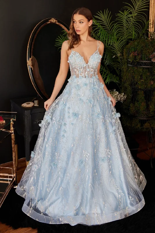 Floral Applique Ball Gown By Cinderella Divine -CB105 Affordable floral dresses