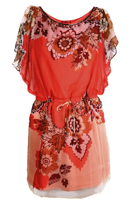 LESLEY Coral Printed Dress Vacation floral dresses