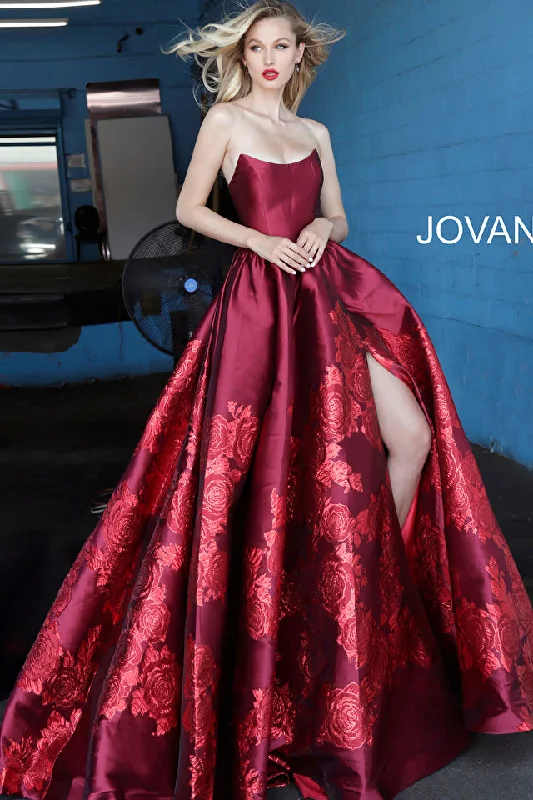 Strapless Floral Prom Gown By Jovani -02038 Best floral dresses for hourglass body shape